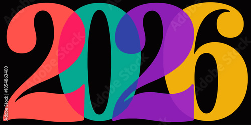 Vibrant colorful 2026 numbers in modern artistic design