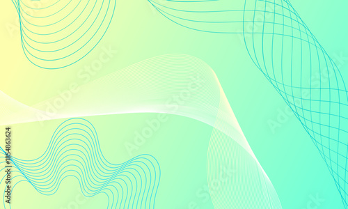 yellow light with green soft blue smooth lines wave curves on gradient abstract background