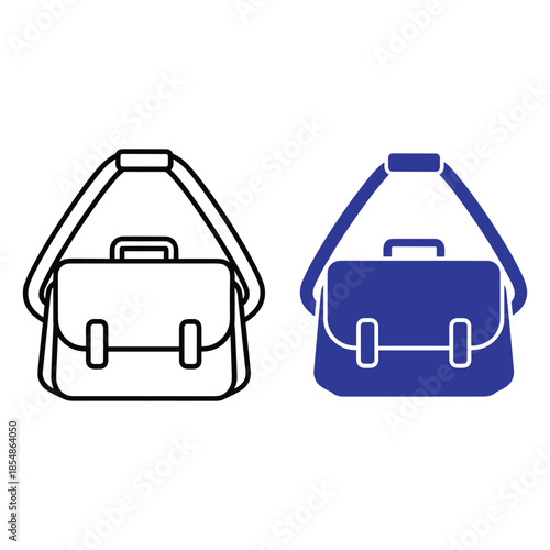 Blue and black briefcase with shoulder strap outline