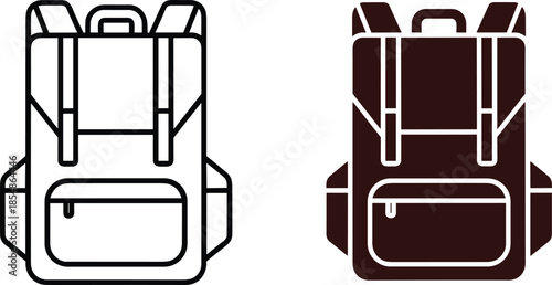 Two Backpacks in Black and Brown Outline Styles travel
