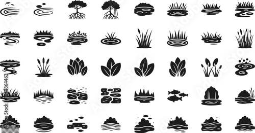 Nature symbols icon set