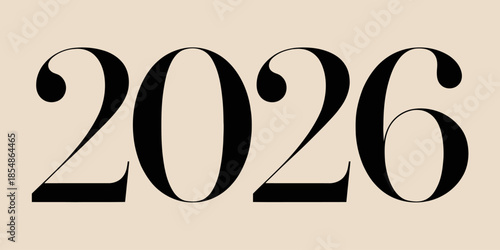 Modern 2026 typography in bold black font on beige