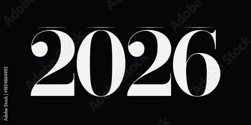Modern 2026 typography on black background for business presentations