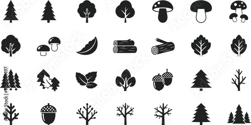 Forest elements icon set