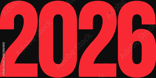 Bold red 2026 typography on black background for modern designs