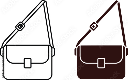 Two Messenger Bags with Straps and Buckles in Black and Brown