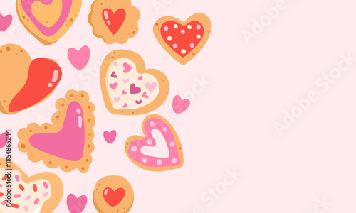 Gingerbread cookies frame. Winter homemade sweets pattern on background. Isolated vector illustration hand drawn flat illustration for winter holidays .