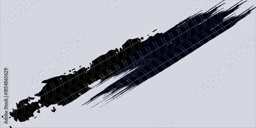 Auto tire tread grunge element. Car and motorcycle tire pattern, wheel tyre tread track. Black tyre print. Vector illustration isolated on white background.