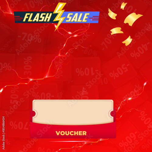 Product display design templates, promotional materials, greeting cards, and online discount coupons. Banners advertising flash sales and big discounts. Includes product display stands.