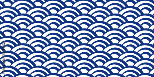 伝統和柄 青海波のパターン背景/Seigaiha Japanese Wave Pattern Background
