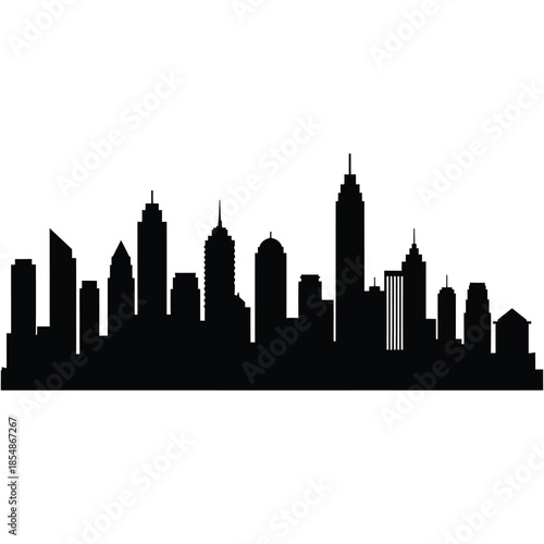 Dramatic cityscape view with modern buildings against a bright background a stunning silhouette