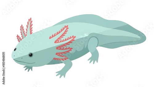 Cartoon axolotl illustration against a white background