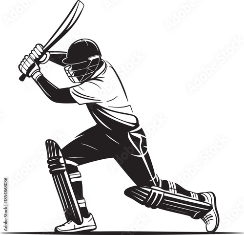 A dynamic illustration of a cricket batsman preparing to hit the ball
