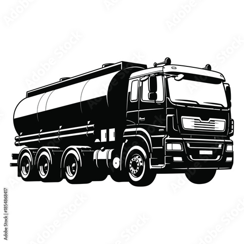 Detailed illustration of a large tanker truck showcasing its powerful design silhouette