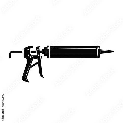 A black silhouette of a caulking gun a tool for sealing and construction silhouette