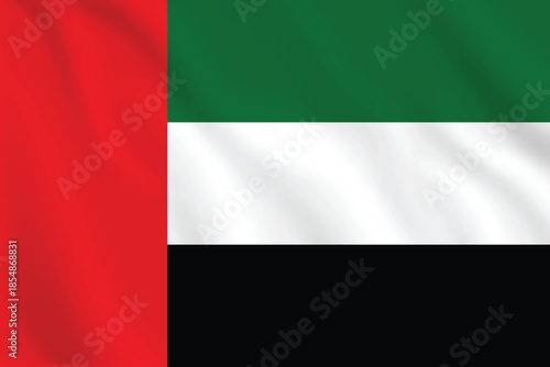 3D United Arab Emirates waving flag pattern background. Realistic national flag design. Abstract vector template.