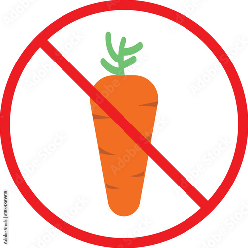 no carrot icon set . Vegetable prohibition symbols. Carrot forbidden graphic. Food restriction and allergy signs. Health and nutrition sign
