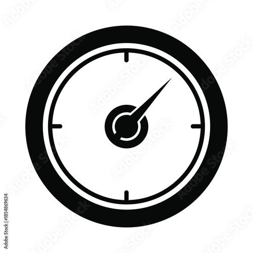 A striking black and white circular clock face design a bold graphic silhouette