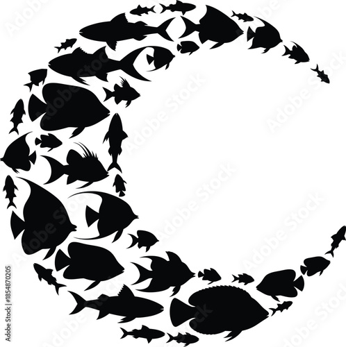 Black butterfly shapes forming a circular letter c on white