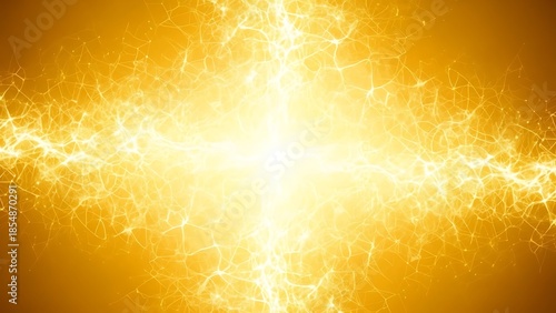 Bright light explosion with yellow background