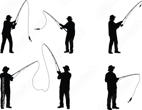 Silhouette of a man playing a saxophone in different positions and angles