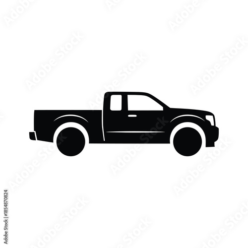 Detailed depiction of a classic pickup truck design presented as a striking silhouette