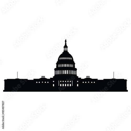 Detailed black silhouette of the united states capitol building washington dc silhouette