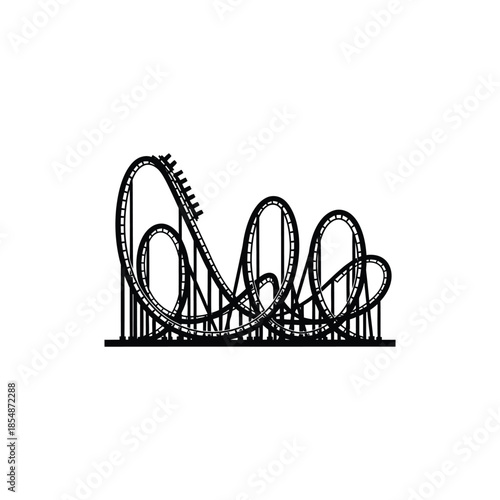 Intricate roller coaster design with looping tracks and support structures a dark silhouette