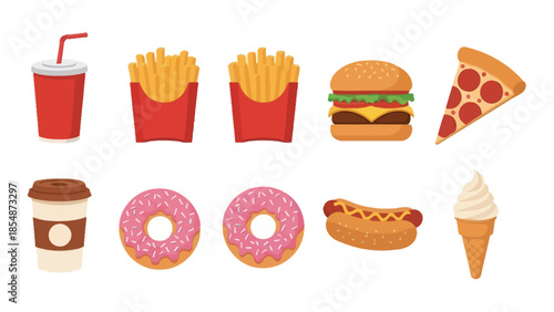Flat Design Street Food Meal Signs and Symbols Vector