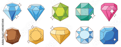 Diamond vector graphic clipart for luxury jewelry branding and elegant gemstone design elements in various geometric shapes
