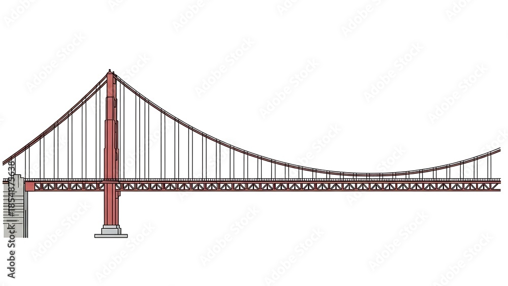 Fototapeta premium Suspension bridge illustration architectural design and concept