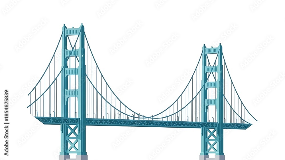 Obraz premium Turquoise bridge illustration isolated on white background