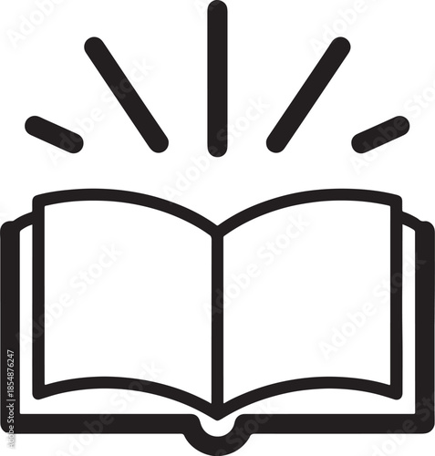 An open book with rays of light emanating from it