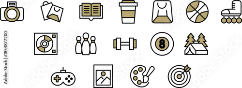 Big Icon Pack Hobby activities with Editable Components for Website Design, Application, UI UX and Digital Asset