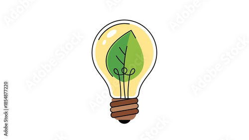Eco friendly light bulb with green leaf inside