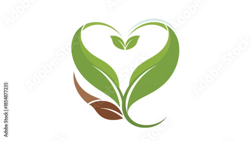 Stunning green leaf heart symbol for eco friendly love and care