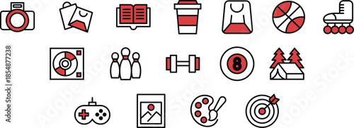 Group Icon Pack Hobby activities with Editable Components for Website Design, Application, UI UX and Digital Asset