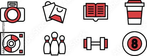 Icon Pack Hobby activities, Coding, robotics, game, acting with Editable Components for Website Design, Application, UI UX and Digital Asset