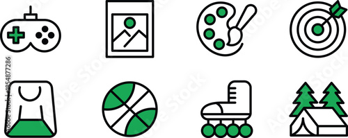 Icon Pack Hobby activities, Cooking, baking, grilling, painting with Editable Components for Website Design, Application, UI UX and Digital Asset