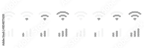 WiFi signal icon set with dotted and minimal styles for interface and connectivity design.