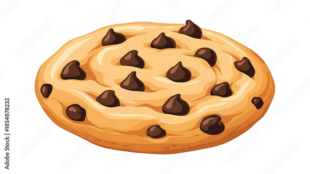 Fototapeta premium A delicious chocolate chip cookie on transparent background