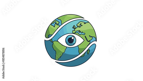 Vigilant Earth globe with a watchful eye on the world