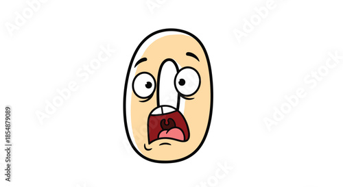 A funny cartoon character shaped like the number zero is shown with a shocked, scared, and wide-eyed facial expression.