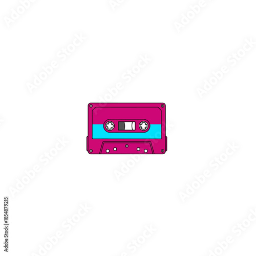 Colorful Retro Cassette Tape Illustration Flat Design.