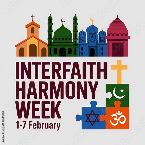World Interfaith Harmony Week 1- 7 Stock Vector