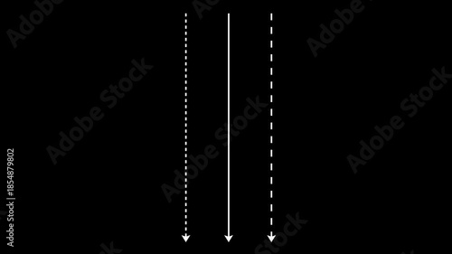 Directional arrows on black background white arrows dotted line
