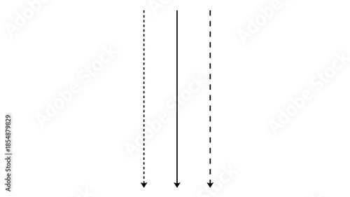 Directional arrows solid and dotted lines downward movement guidance symbols solid line