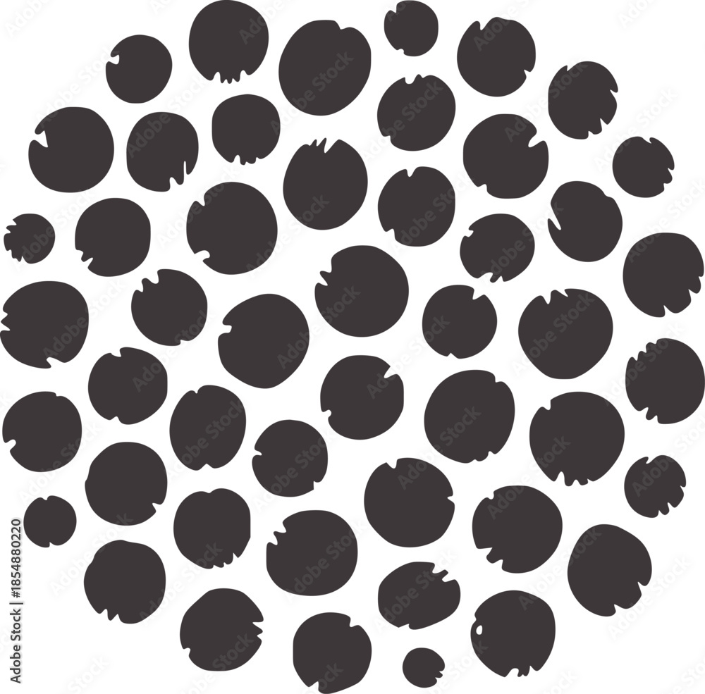 Fototapeta premium Irregular black circular spots white abstract pattern