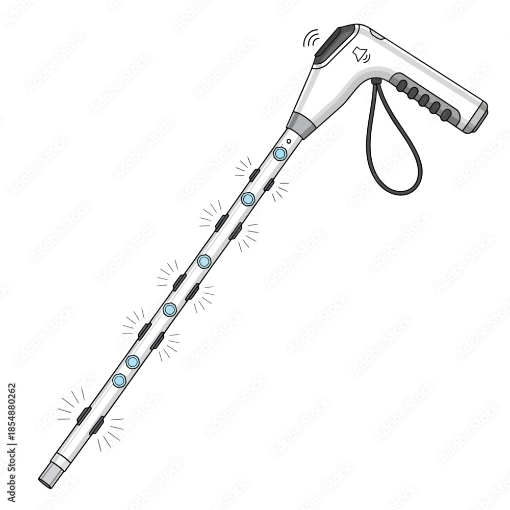 Obraz premium Smart electronic cane for visually impaired people with sensors
