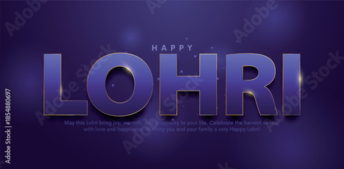 Happy Lohri festival of Punjab India typography background. Creative vector illustration design for banner, poster.